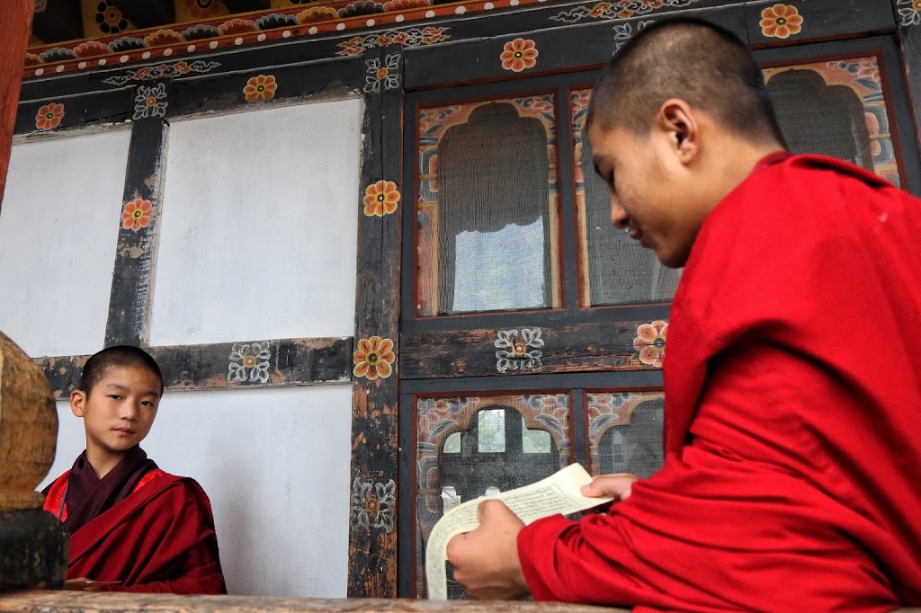 A portrait of two young monks