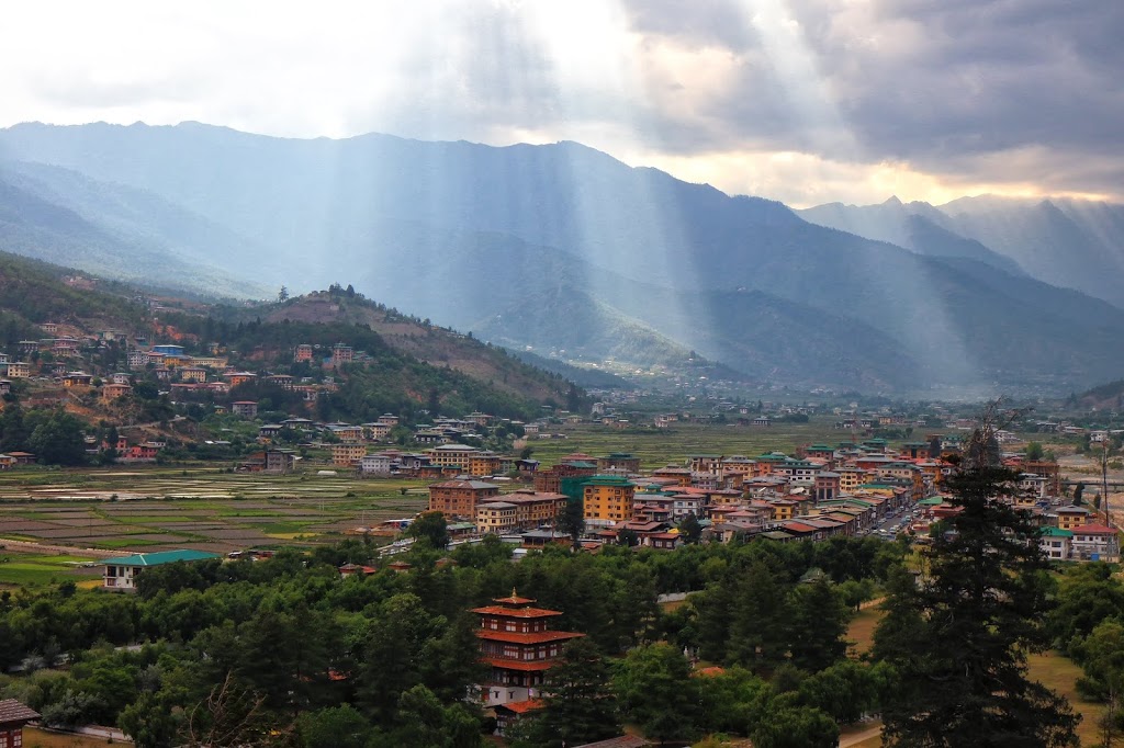 Image of Paro valley from Rinpung Dzong during sunset