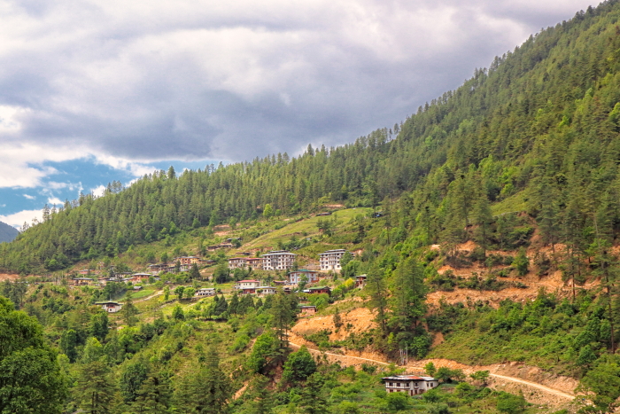 A village far from our road to Cheri Monastery, Thimphu, Bhutan