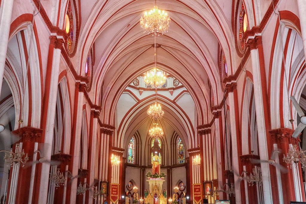 The interior of Basilica of the Sacred Heart of Jesus in Pondicherry, India