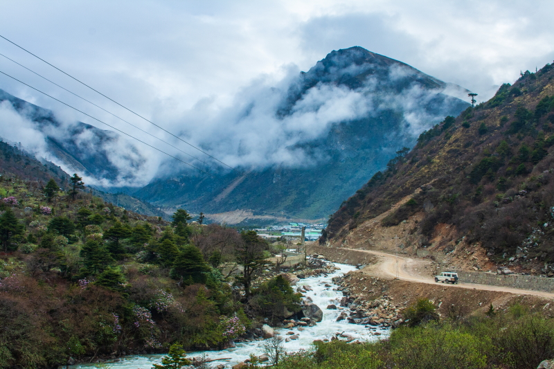 Thangu Valley with Lachung river in North Sikkim