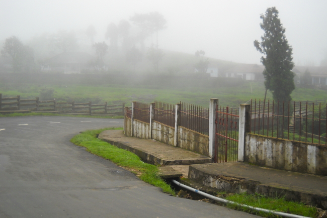 Early morning mist covering the sleepy town of Cherrapunjee in Meghalaya, India