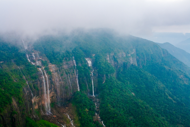 Seven Sisters Waterfall in Cherrapunjee from the viewpoint